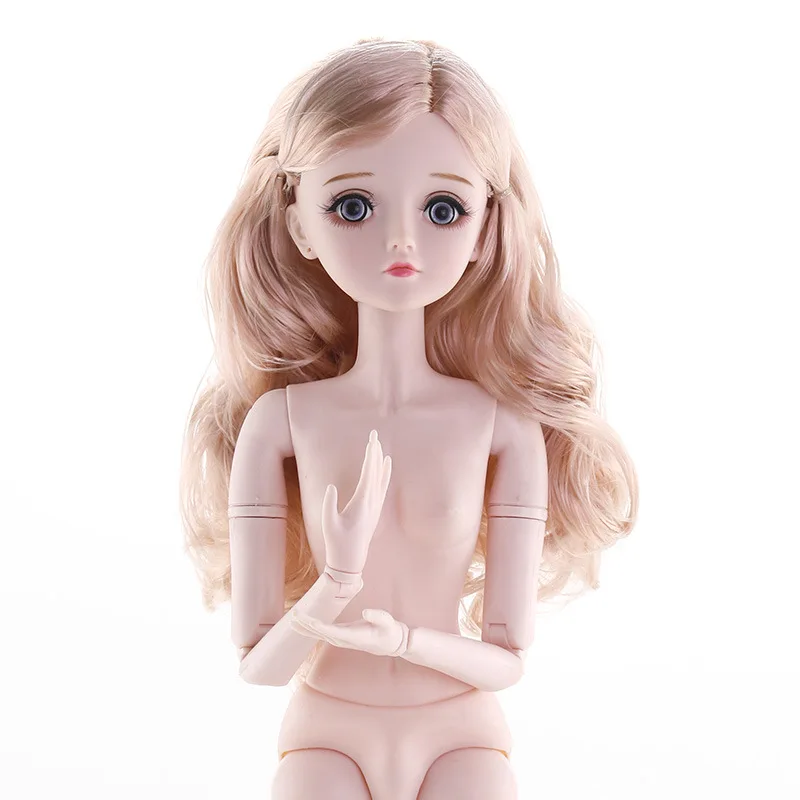 Naujas 60 CM BJD Doll 22 Kilnojamojo Bendras 4D Modeliavimas Akis 1/3 Ilgą Peruką Baltos Odos Nuogo Kūno Mados Lėlės Pakeisti Makiažas Mergina Žaislas