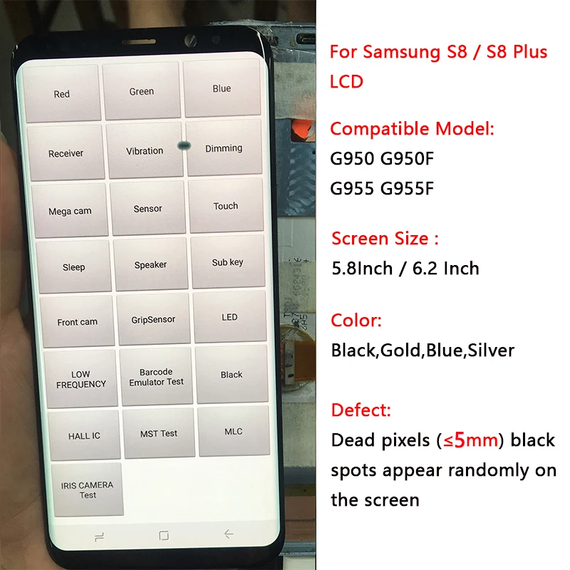 SUPER AMOLED S8 LCD Su Rėmu 