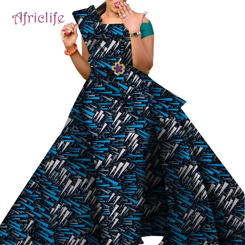 Afrikos Suknelės Moterims Danshiki Tradicinių Sijonas Mados Medvilnės Naujausias Dizaino Suknelės, Vestuvių WY4630