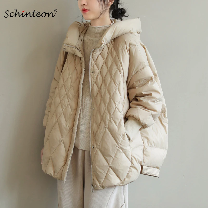 2021 Schinteon Korėjos Stiliaus Moteris Žemyn Striukė Dydis Per Trumpas Kailis Purus Šiltas Rudens Žiemos Atsitiktinis Outwear Aukščiausios Kokybės