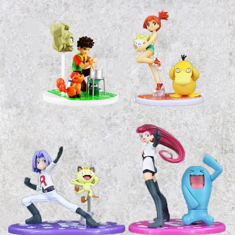 4 Stilius PERLAS Pav Žaislas Kasumi Rūkas Psyduck Togepi Komanda Raketų Brock Vulpix Geodude Anime Modelis Lėlės