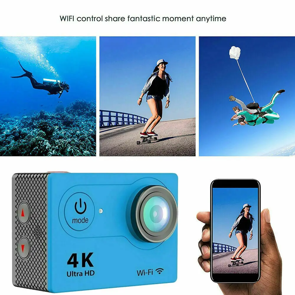 4K Wifi Veiksmų Kamera Full HD 30m atsparus Vandeniui Sporto Kamera DVR Šalmas Nuotolinio 2.0 Ekrano 1080P Sporto Fotoaparato eiti extreme pro cam
