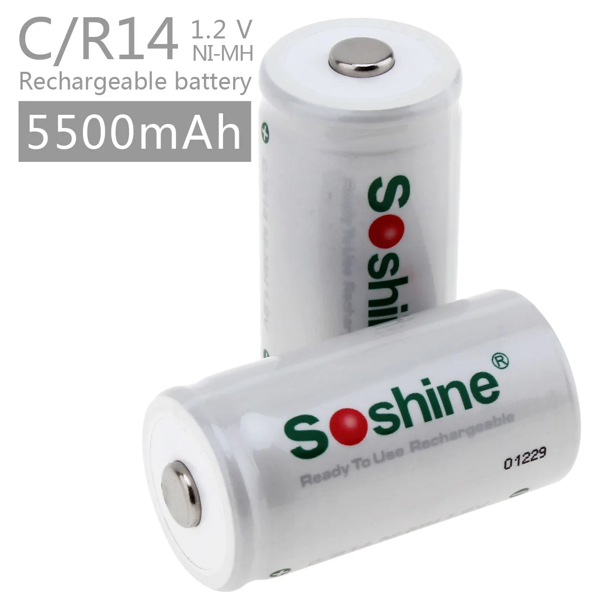 Soshine 2vnt/set C/R14/UM-2 Dydis 1.2 V 5500mAh Baterijos NiMH Įkraunamos Baterijos