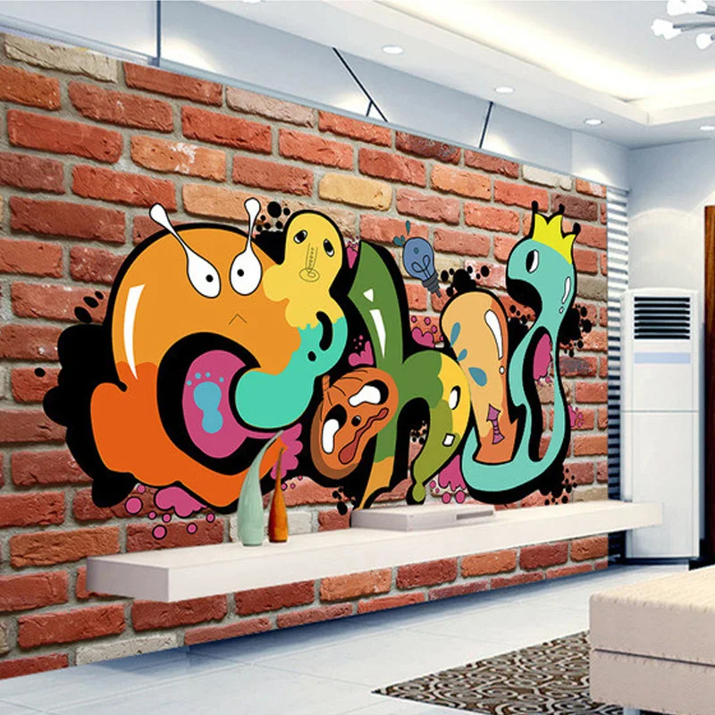Custom Sienų Tapetai, 3D Spalvingų Grafiti Retro Modernaus Stiliaus Freskos Vaikų Kambarys Kambarį KTV Miegamasis Foną Tapetai