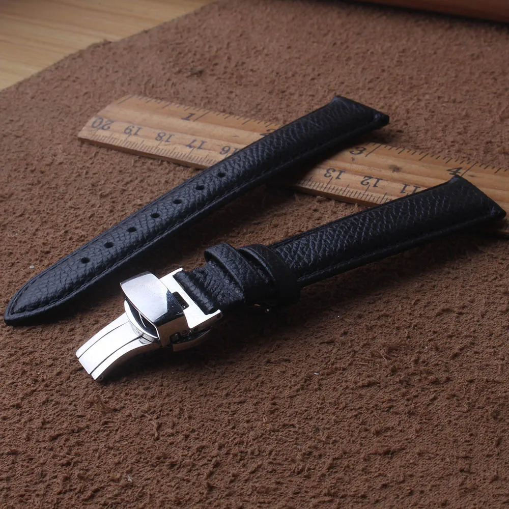 Juoda Driežas Modelio natūralios Odos 18mm 20MM Laikrodžių Dirželiai Juostos Diržo Watchband drugelis Lankstymo Sagtimi Sagtimi Watchband naujas