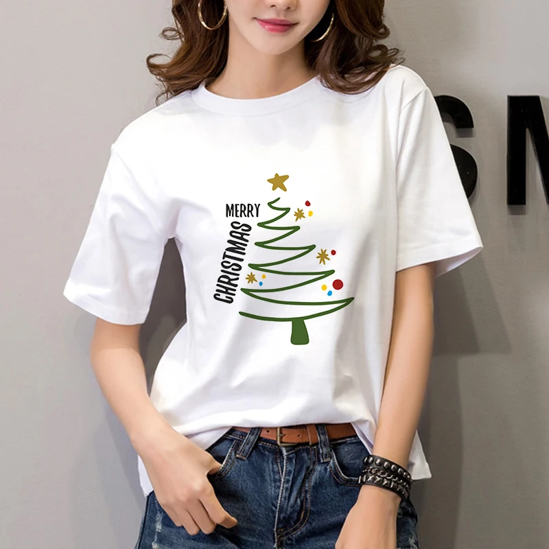Moterų Marškinėliai 2019 Kalėdų Spausdinti Harajuku Mados Atsitiktinis Moterų Laisvalaikio Estetinės Korėjos Drabužių Viršūnes Camisetas Verano Mujer