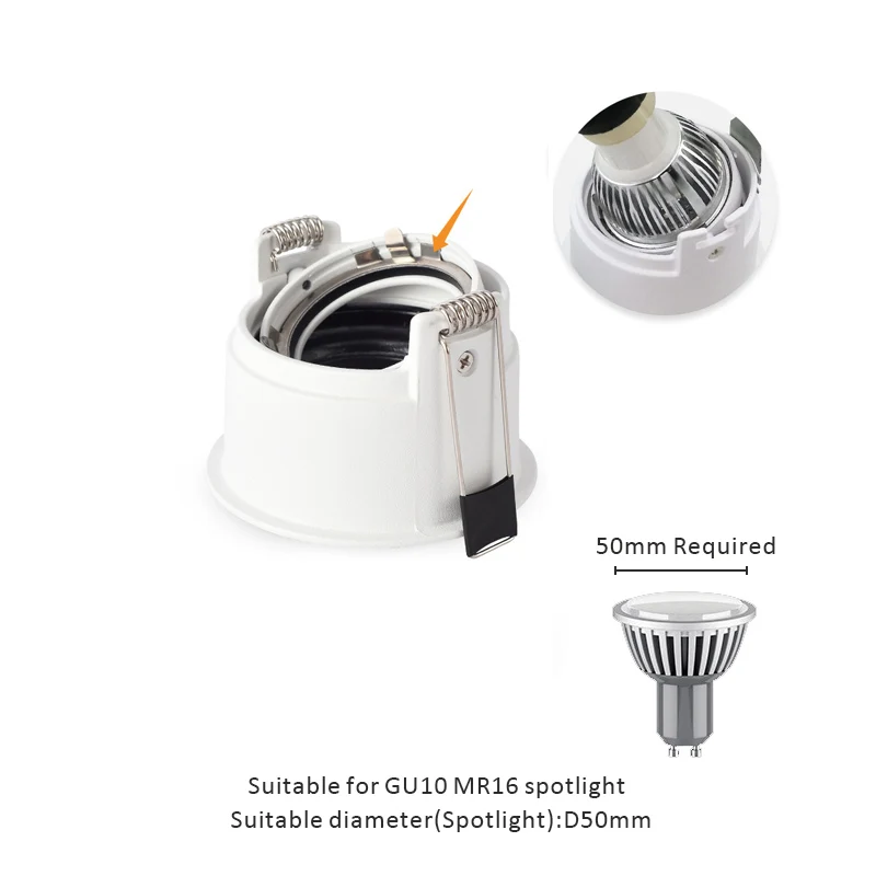 Balta Juoda LED Spot Šviestuvai Rėmo Anti-glare GU10 Lemputė Permainingi 75mm Iškirpti Skylę Embedded Lubų Lempa