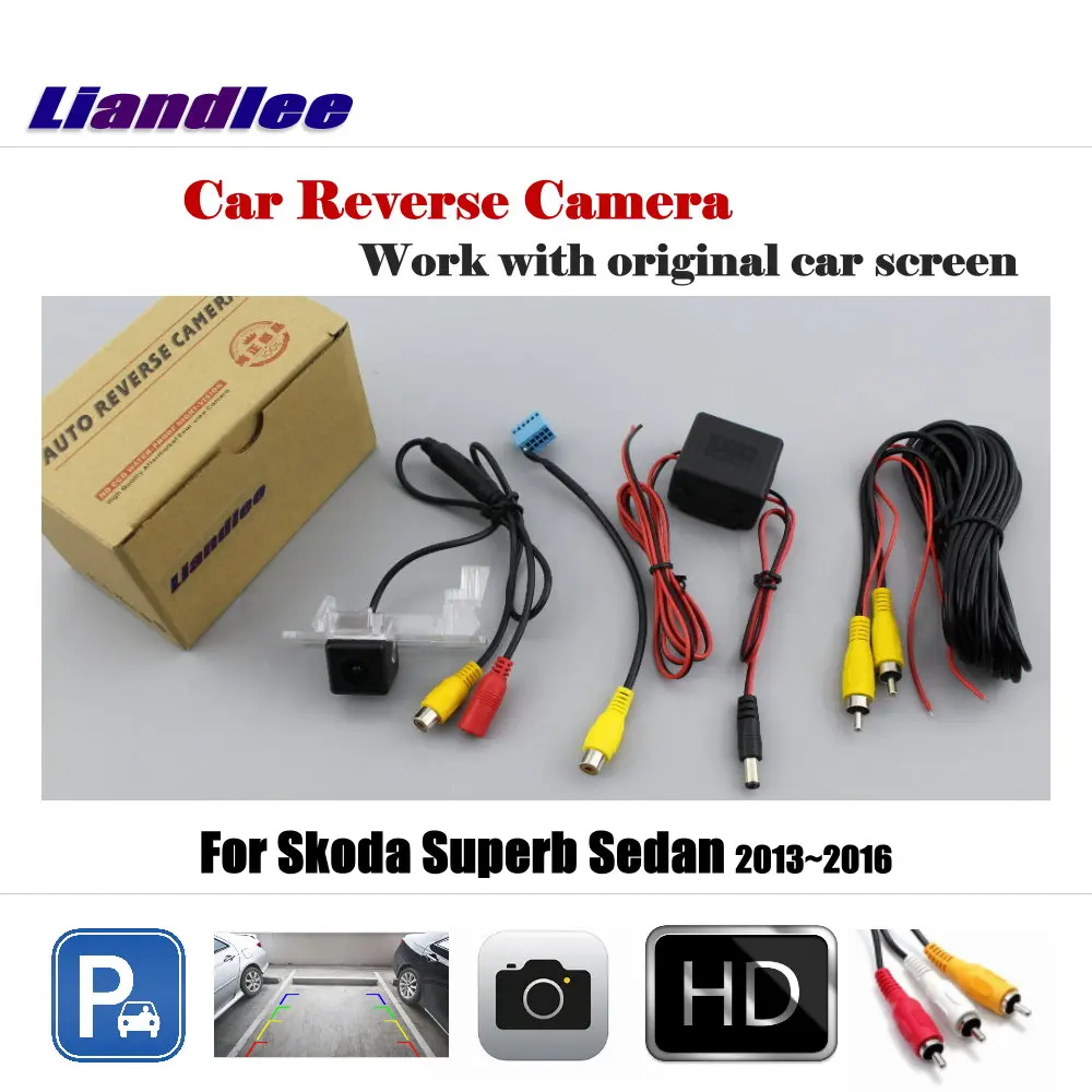 Liandlee Auto Grįžtamieji Parkavimo Kamera Skoda Superb Sedanas 2013~2016 / Galinio galinio vaizdo Kamera Galinio Dirbti su Automobilių Gamyklos Ekrane