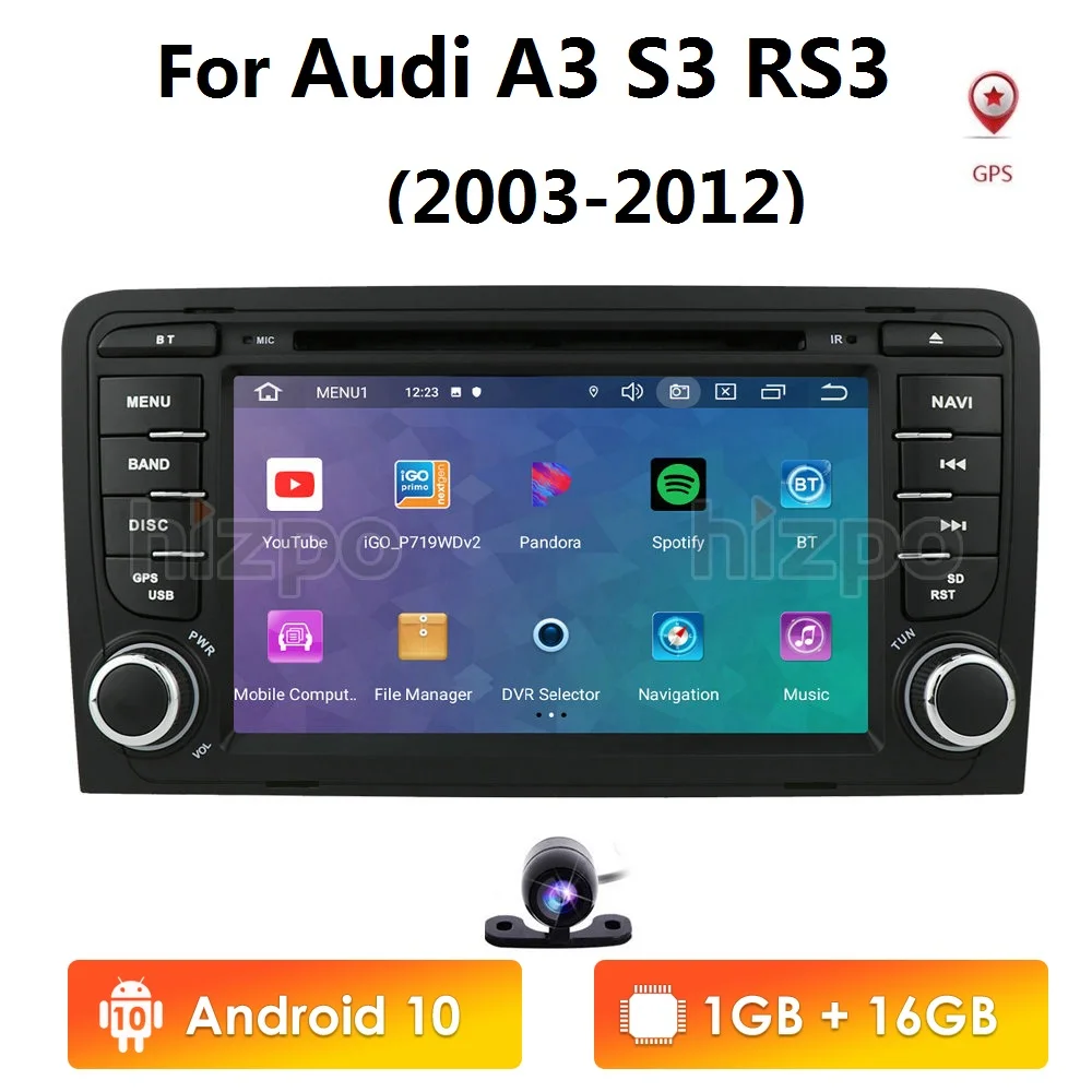 1G RAM 16G ROM 7Inch Jutiklinis ekranas Android10 AUTOMOBILIO Stereo Audi A3 S3 RS3 2003-2012 grotuvas radijas ekranas DVD