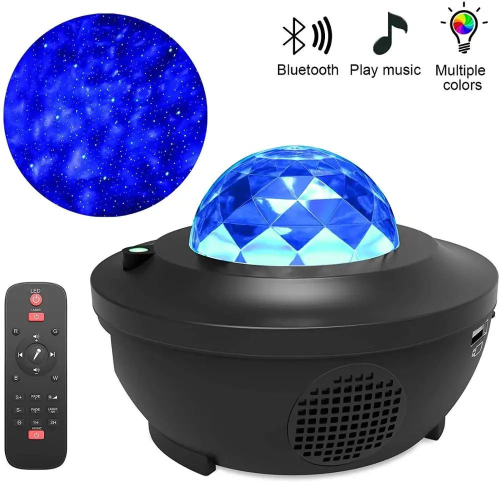 Spalvinga Žvaigždėtas Dangaus Projektorius Blueteeth USB Balso Kontrolės Muzikos Grotuvas LED Nakties Šviesos Romantiška Projekcija Lempos Gimtadienio Dovana