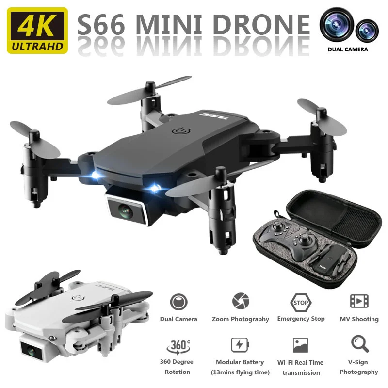 S66 Mini Pocket Drone Su 4K Dual Camera Optinio Srauto, Padėties, Sulankstomas RC Quadcopter RTF