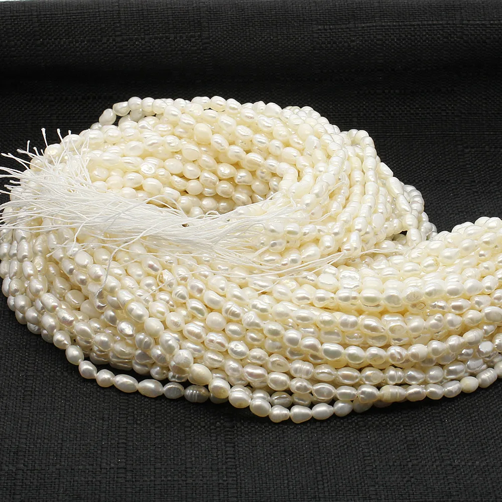 4-5mm Natūralių Gėlavandenių Perlų Prarasti Karoliukai, Baltos Spalvos Ryžių Formos 