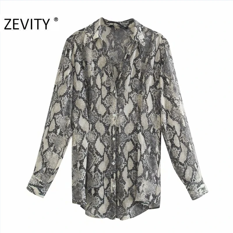 Zevity Naujas Moterų derliaus gyvatės odos spausdinti atsitiktinis smock palaidinė lady paspauskite klostyti seksualus slim marškiniai, elegantiškos femininas blusas viršūnes LS7225