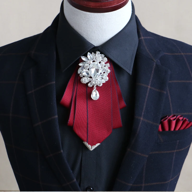 I-Remiel Naujo Derliaus Britų Stiliaus Diamond peteliškę vyriški Vestuvių Suknelė Jaunikis Vienodas šilkiniai Kaklaraiščiai Kostiumas Marškinių Apykaklės Priedai