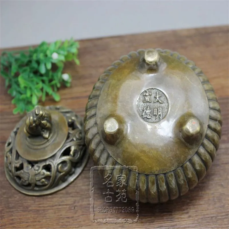 Antikvariniai bronzos amatų žalvario, vario smilkalų degiklis dekoruoti Kerr de Mingxuan