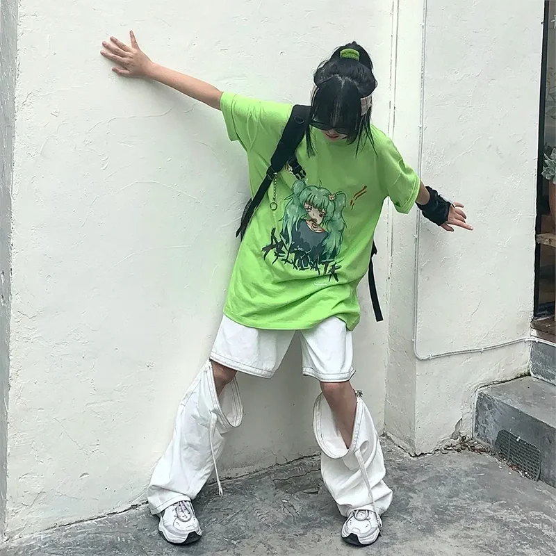 Moteriški Marškinėliai Hip-Hop Streetwear Japonų Animacinių filmų Seksuali Moteris, Mergina Marškinėlius Harajuku T-Shirt Anime Medvilnės Gotikos Viršūnes Tees Viršų