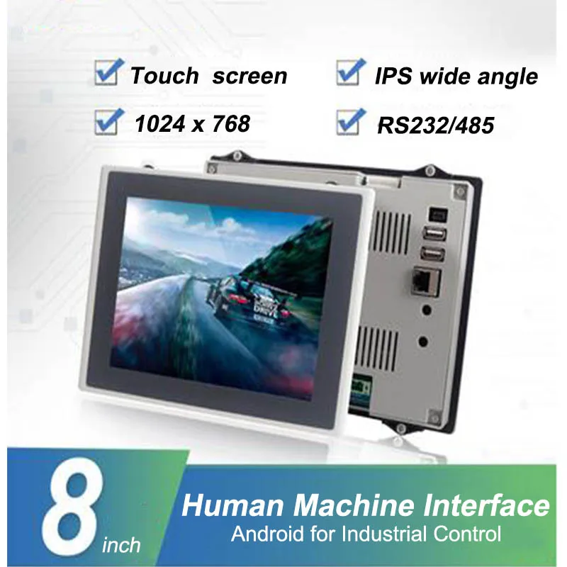 GCAN-HMI-A8 jutiklinis ekranas HMI paramos RS232, 485, Ethernet, 1024x768, 16.7 milijonai spalvų naujos langelyje