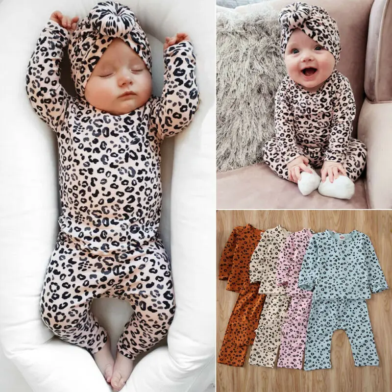 Pudcoco JAV Akcijų Naujagimių Bamblys Vaikams Baby Girl Apranga, Drabužiai, Spausdinimo Leopard 