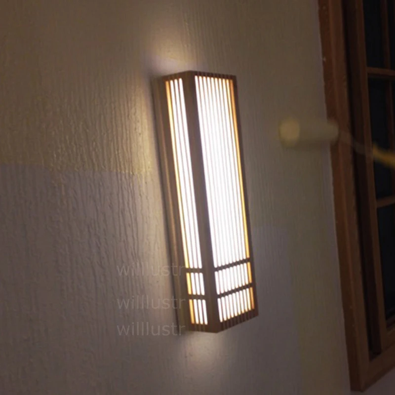 LED Natūralaus Bambuko Sienos Sconce medienos sienos lempos Japonija stiliaus apšvietimo kambarį restoranas, kavinė, kambarių viešbutis, salė Izakaya šviesos
