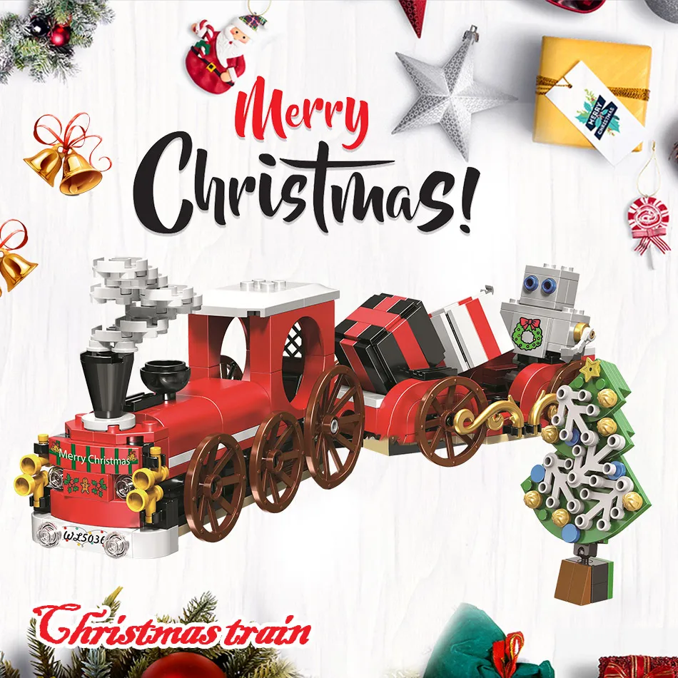 Kūrybos Žiemos Atostogų Serijos Kalėdų Dovana Traukinio Blokai Suderinamus Draugų Vaikų Švietimo Plytų Rinkiniai Žaislai Vaikas