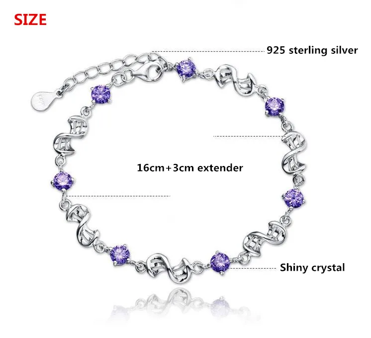 925 sterlingas sidabro mados blizga kristalų ponios'bracelet juvelyriniai dirbiniai didmeninė moterų Kalėdų dovana lašas laivybos pigiai