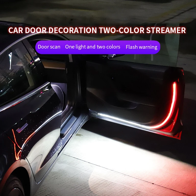 2X 1.2 M Automobilio Duris LED Atsargiai Teka Mirksi Šviesos Ruože Durų Atidarymo Įspėjimo Raudona Kelią Galinis Susidūrimo Srauto Lempos Baras