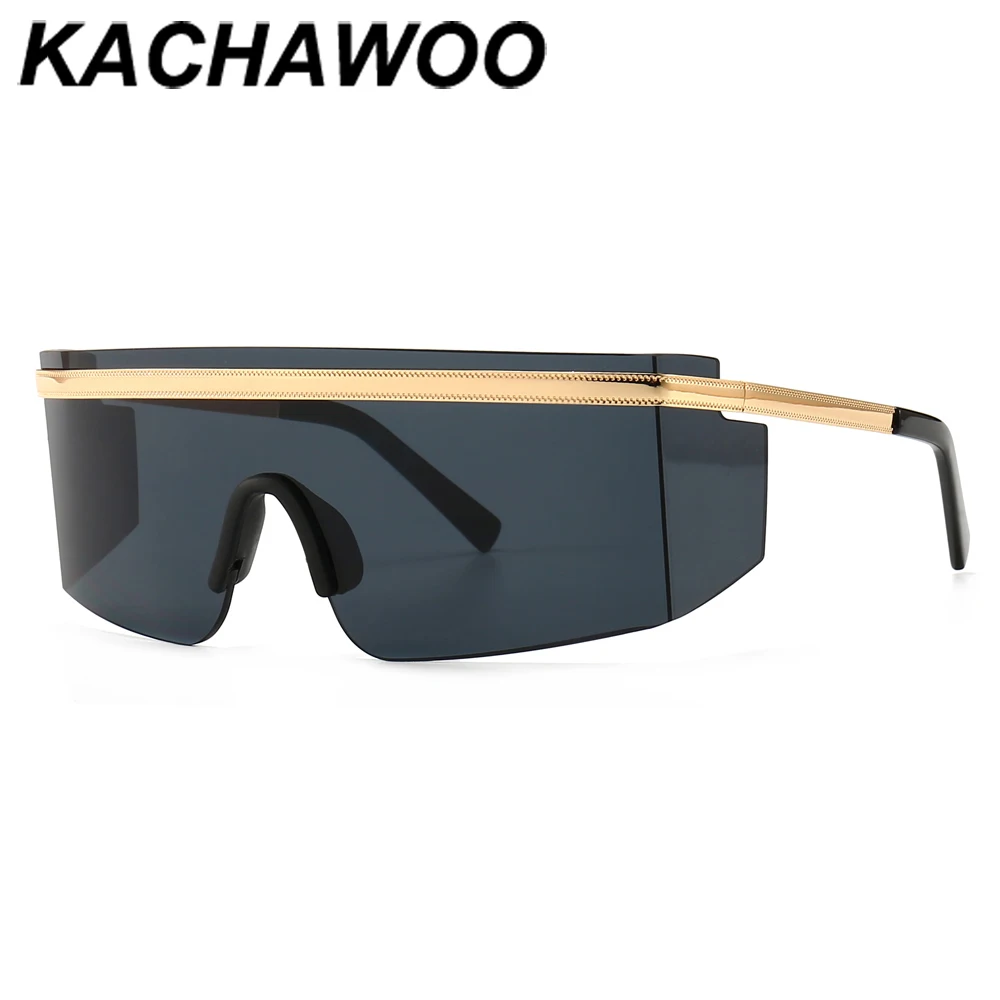 Kachawoo vienas gabalas akiniai nuo saulės metalo vyras shield negabaritinių saulės akiniai moterims akinius taškus unisex vasarą geriausia parduotus daiktus