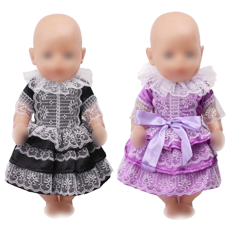43 cm kūdikių lėlės Suknelė jaunikliai Juodi nėriniai vakare gown žaislai sijonas tinka American 18 colių Mergaičių lėlės f387