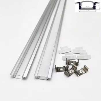 5vnt 20inch 0,5 m 12mm juostelės Įterptųjų led aliuminio profilio, baras lengvas, aliuminio kanalo, plokščias korpusas