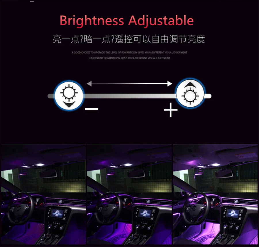 Automobilių, Aplinkos Šviesos Koja Lempos RGB (6 + 4) su 8M šviesolaidžių 64colors Led Belaidžio Nr. Threading App Kontrolės