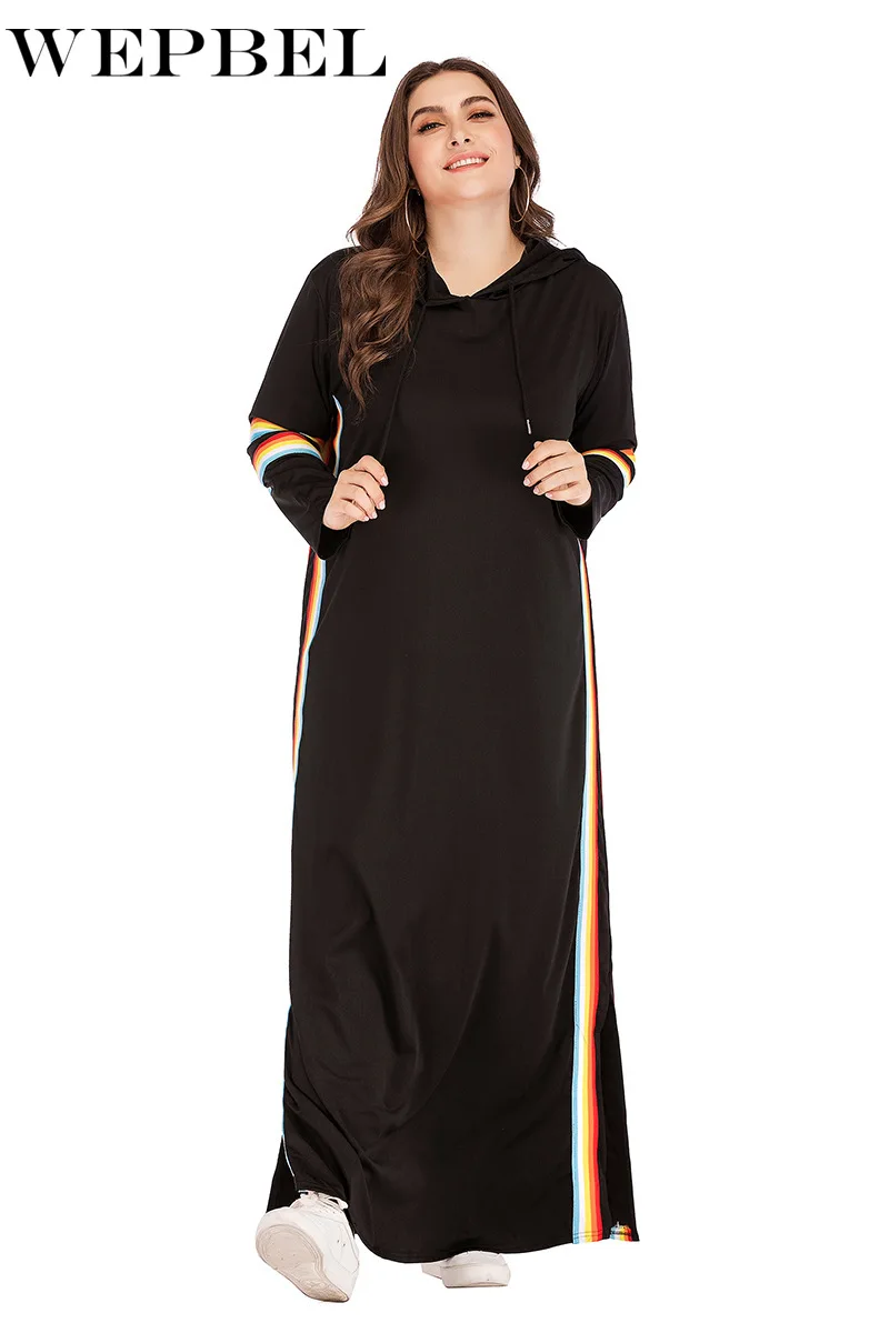 WEPBEL Atsitiktinis Pavasarį, Rudenį ilgomis Rankovėmis Megztinis Musulmonų Islamo Aprangos Moterų Palaidinukė Lady Grindų Ilgio Suknelė