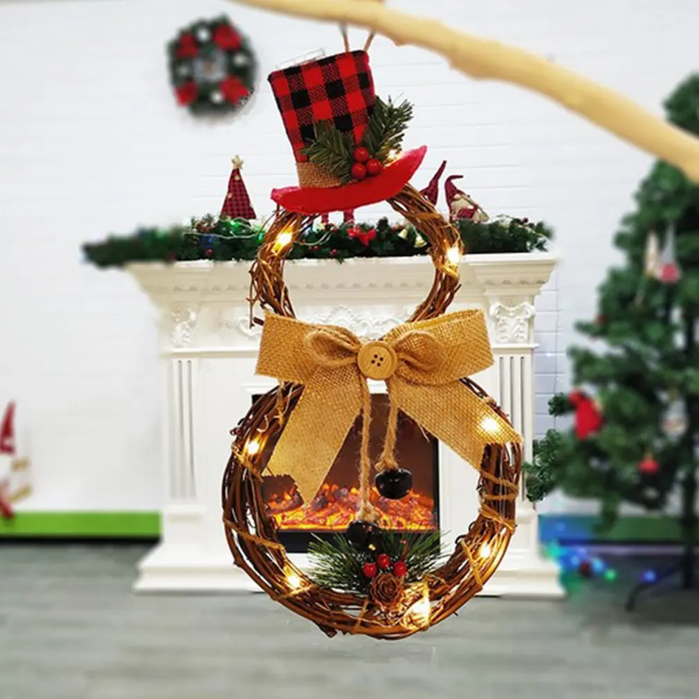 Kalėdų Dekoracijas LED Sniego, Kalėdų Vainikas Namų Puošybai Kūrybos Rotango Žiedas Kalėdų Senį