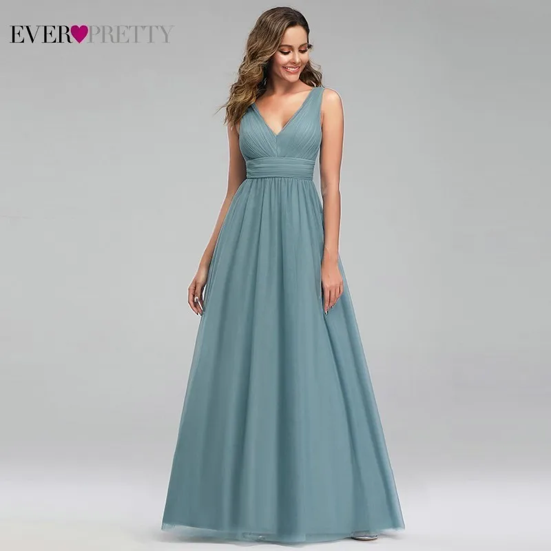 Naujas Atvykimo Elegantiškas Bridesmaid Dresses Kada Nors Gana Dulkių Mėlyna Rankovių-Line V-Kaklo Oficialią Suknelės, Vestuvių Grupė 2020 M.
