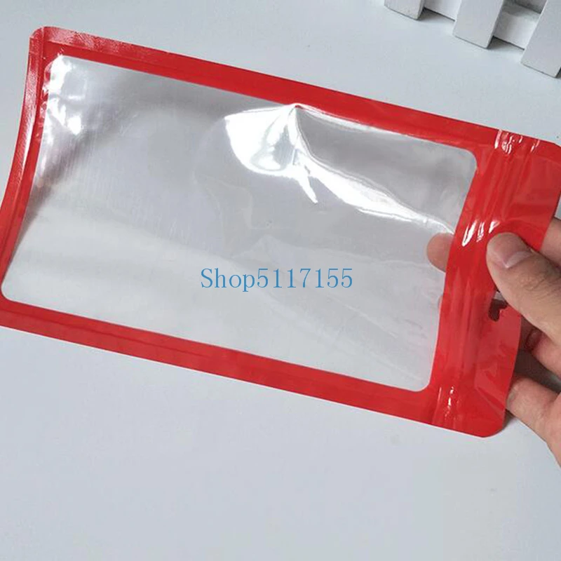12*21cm Plastiko Raudonos sienos Zip-Lock Mobilųjį Telefoną Atveju Krepšiai Universalaus modelio Pakuotės Užtrauktukas Pakuotės maišelis 
