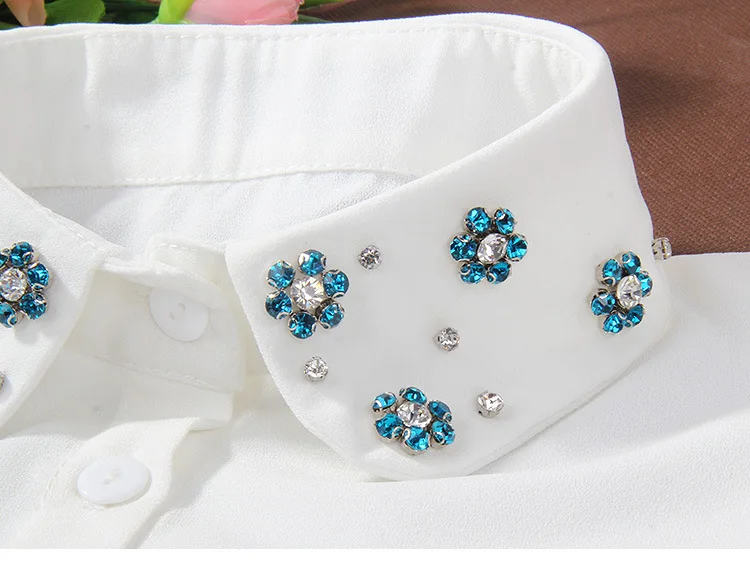 2017 naujas važinėja baltos spalvos rutuliukų gėlių turas necktie Nėrinių pusė saiving peter pan marškinėliai granulių pusė taupymo apykaklės granulių marškinėliai necktie