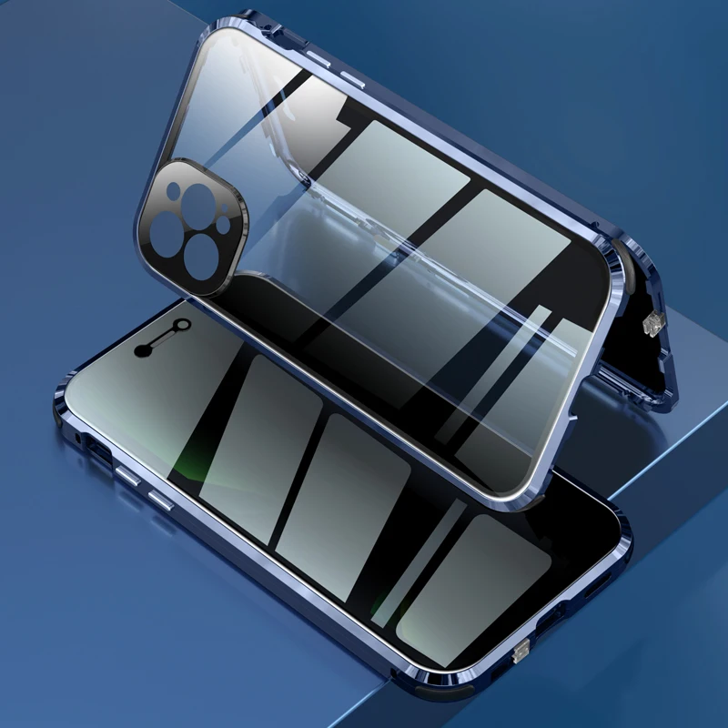 Privatumo Atveju iphone 12 Pro Max Magnetinio Grūdintas Stiklas Atveju iphone, 11 Pro Max Stabdžių peep Metalo Dangtelis skirtas iphone Mini 12