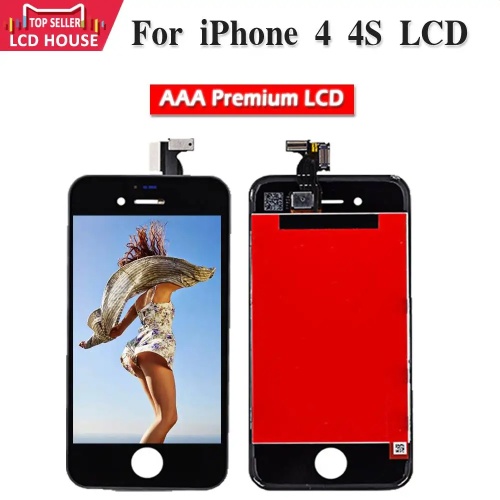 Juodas/Baltas 3D LCD Ekrano iPhone 4, 4S LCD Ekranas Touch 
