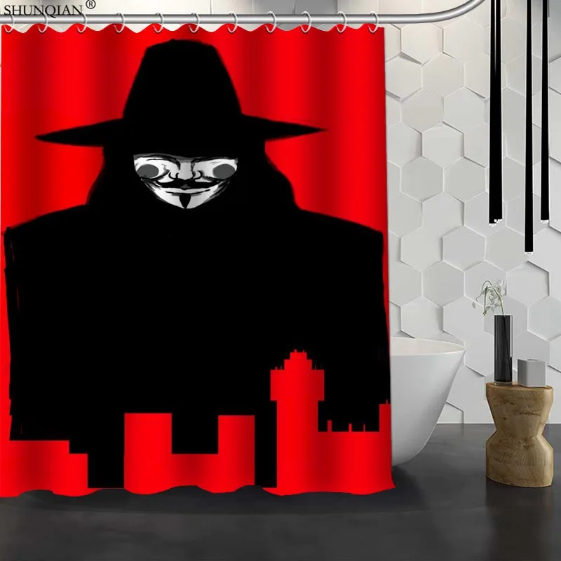 Naujas V for Vendetta Užsakymą Dušo Užuolaidos Vandeniui Audinio Vonios Užuolaidų Poliesterio Audinio Vonios Užuolaidų 18-4.11