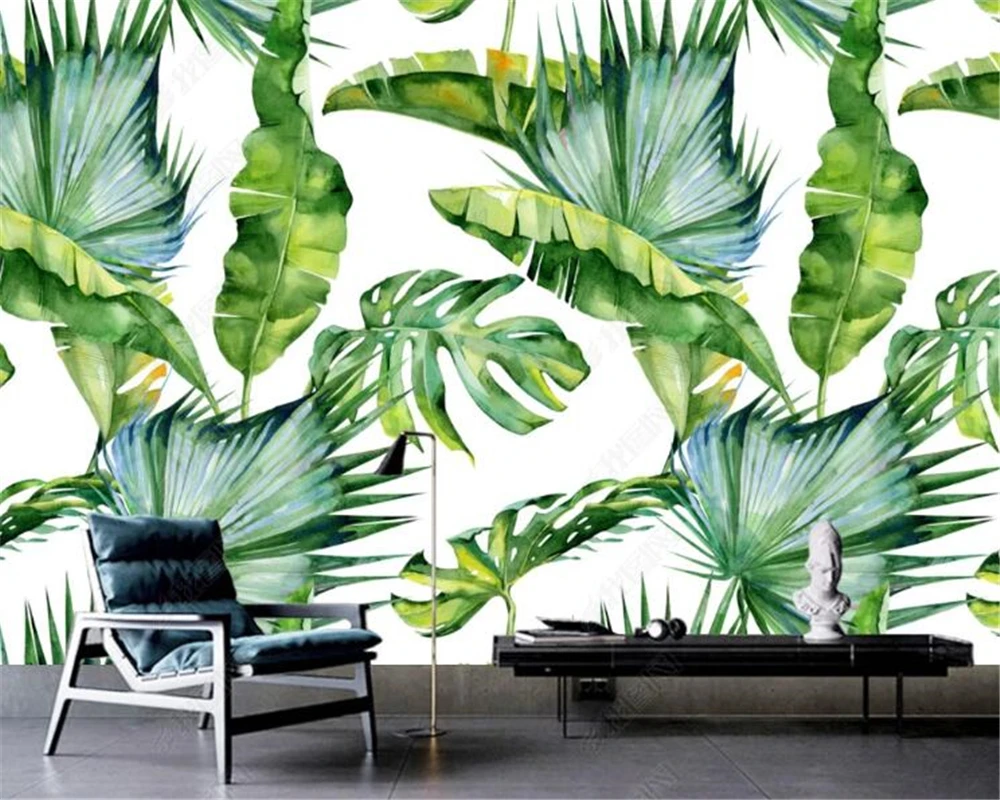 Individualizuotos fono paveikslėlį nuotrauka Šiaurės stiliaus atogrąžų palieka didelių bananų lapų TV foną, sienos, namo apdailos freskomis 3d tapetai