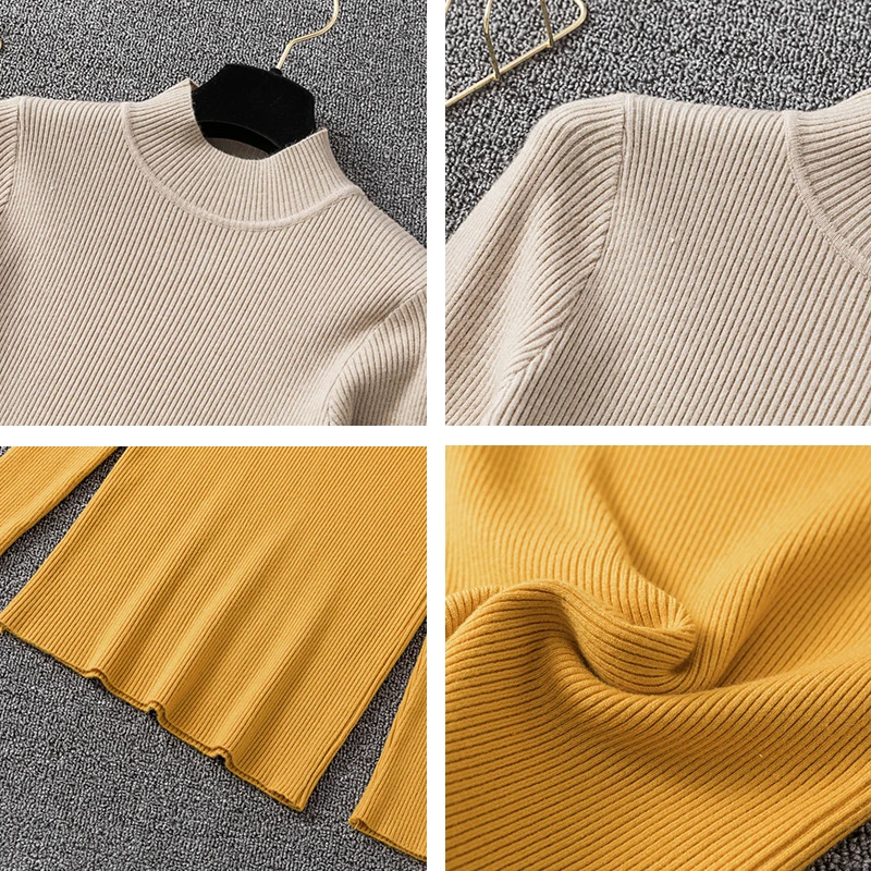 Trytree 2020 m. Rudens Žiemos Moterų Atsitiktinis Megztinis Golfo Kietas 11 Color Slim fit Elegantiškas Mezgimo universalūs Stiliaus Megztinis