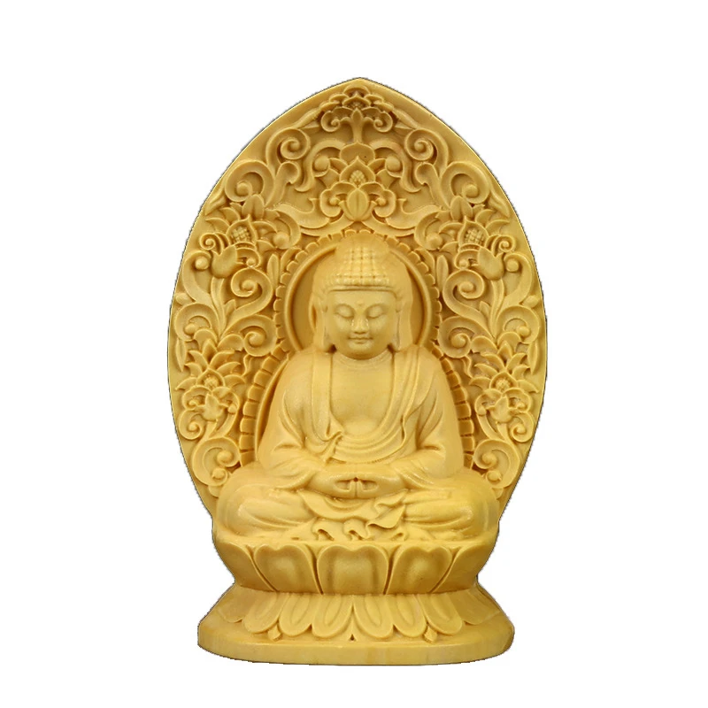 Boxwood Medžio Skulptūra Budizmas Sambo Buda Namų Dekoravimo Reikmenys, Biuro Sodų Papuošalus Kūrinys Buda Statula Bouddha