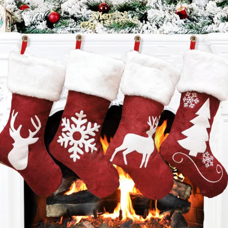 Didelis Kalėdinių Kojinių Kabo Pakabukas Elnias Snaigės, Medžiai Modelis Kalėdų Kojinės Dovaną-Saldainių Maišelį Namuose Kalėdų Medžio Apdaila