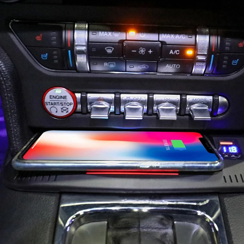 15W Automobilių belaidis kroviklis, skirtas Ford Mustang-2020 m. greito įkrovimo plokštė, skydas QI telefono įkroviklio įkrovimo atveju iPhone 11 12