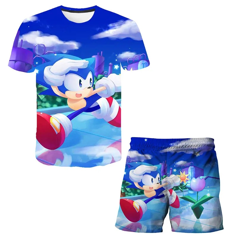 Sonic the hedgehog Vasaros Vaikas, Berniukas, Mergaitė, Drabužiai Animacinių filmų, T-marškinėliai, Šortai vaikams Drabužių Drabužiai Vaikas Laisvalaikio drabužiai, sportiniai Kostiumai