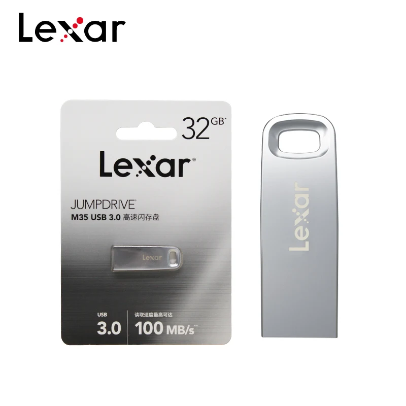 Lexar M35 USB Flash Drive 32GB Skaitymo Greitis 100Mb/s Metalo Memory Stick USB 3.0 Pendrive 64GB Mini U Disko Pen Ratai