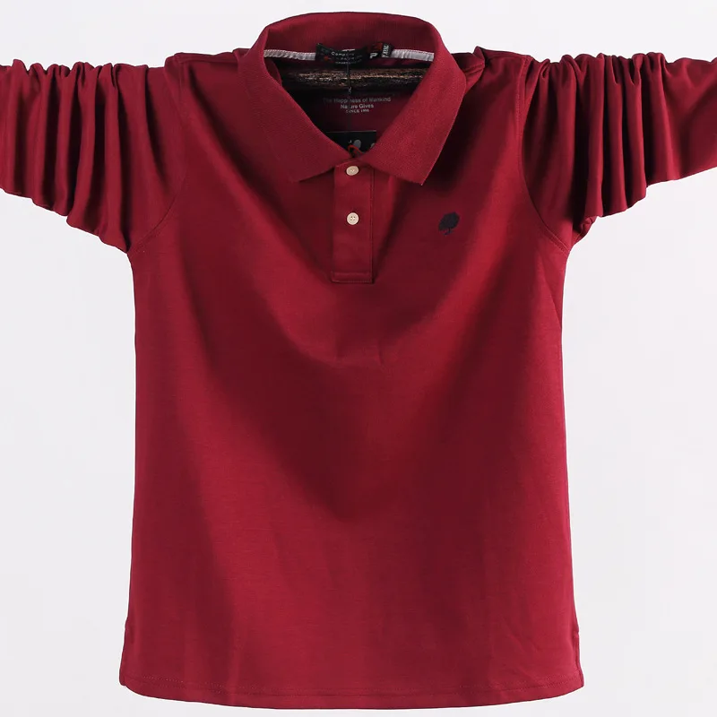 Ilgomis rankovėmis polo marškinėliai plius dydis vyrai laisvi rudenį, pavasarį, verslo atvartas polo marškinėliai atsitiktinis naujas medvilnės aukštos kokybės didelio dydžio