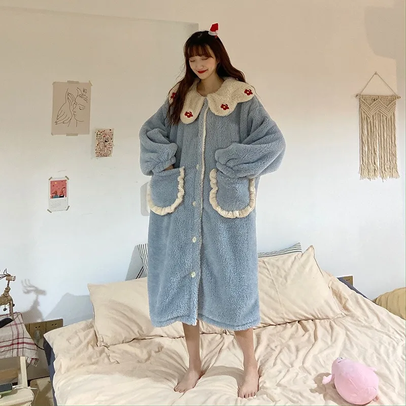 Pajama Moteris Žiemą Naujas Korėjos Stiliaus Mielas Megztinis Pižama Prarasti Pižamą Koralų Vilnos Namuose Paslaugų Kostiumas Kawaii Pajama