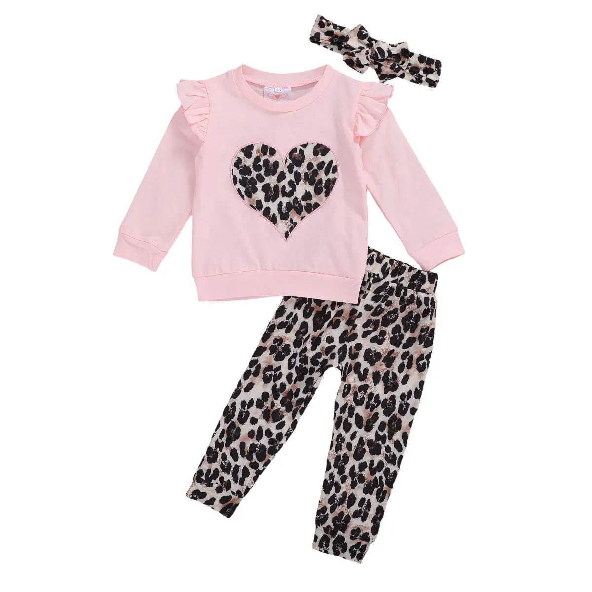 Naujas 3Pcs Bamblys Vaikas Baby Girl 9M-5T Drabužių Viršų, T-marškinėliai, Kelnės, Antblauzdžiai Leopard Komplektai