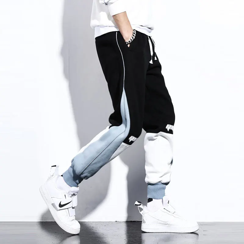 Mados Streetwear Vyrų Atsitiktinis Poilsiu Kelnės Juoda Balta Spliced Dizaineris Krovinių Kelnės Vyrams Techninis Apačioje Hip-Hop Sweatpants Hombre