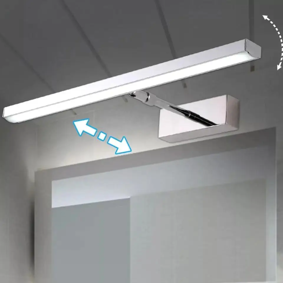 L39cm L49cm L59cm led veidrodis šviesos nerūdijančio plieno pagrindo akrilo kaukė vonios kambarys, reguliuojamas tuštybės prie sienos tvirtinamas šviesos ŠVIESTUVAS